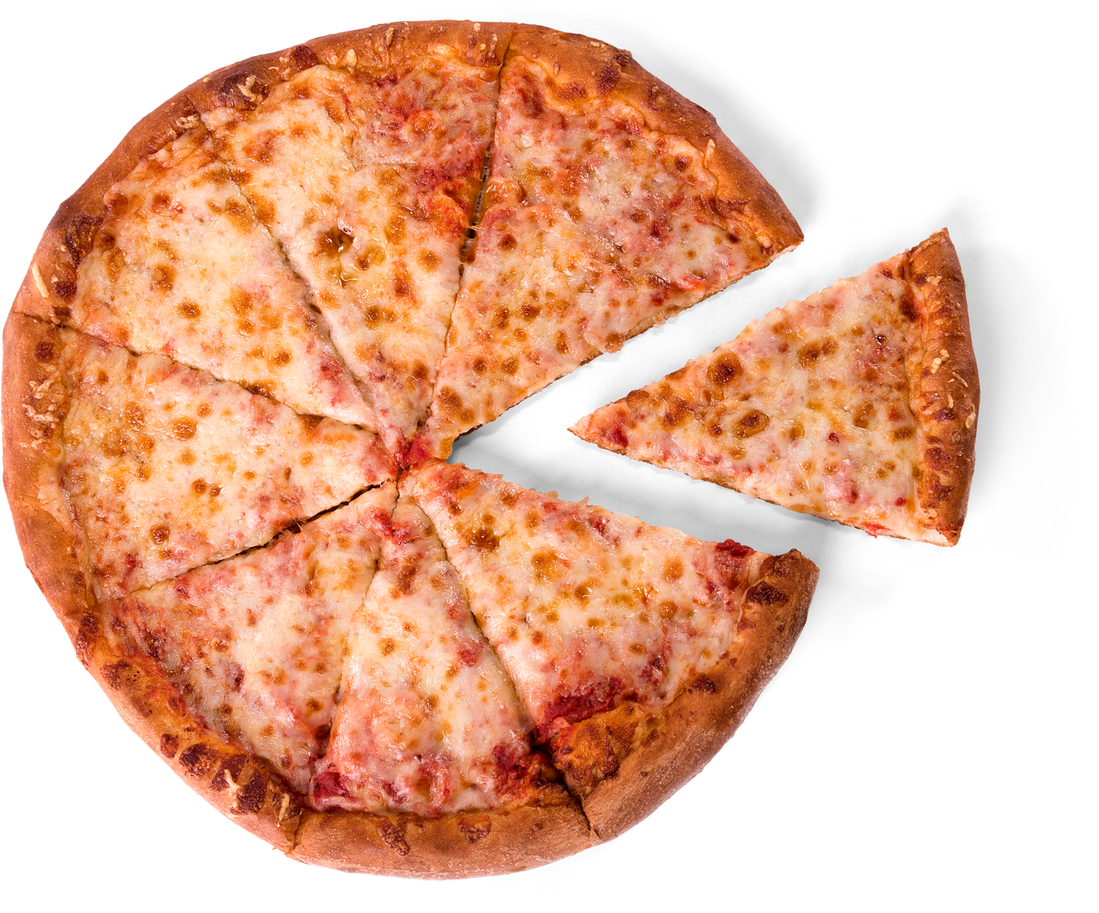 Pizza With Cheese With One Slice Separated - Isolated